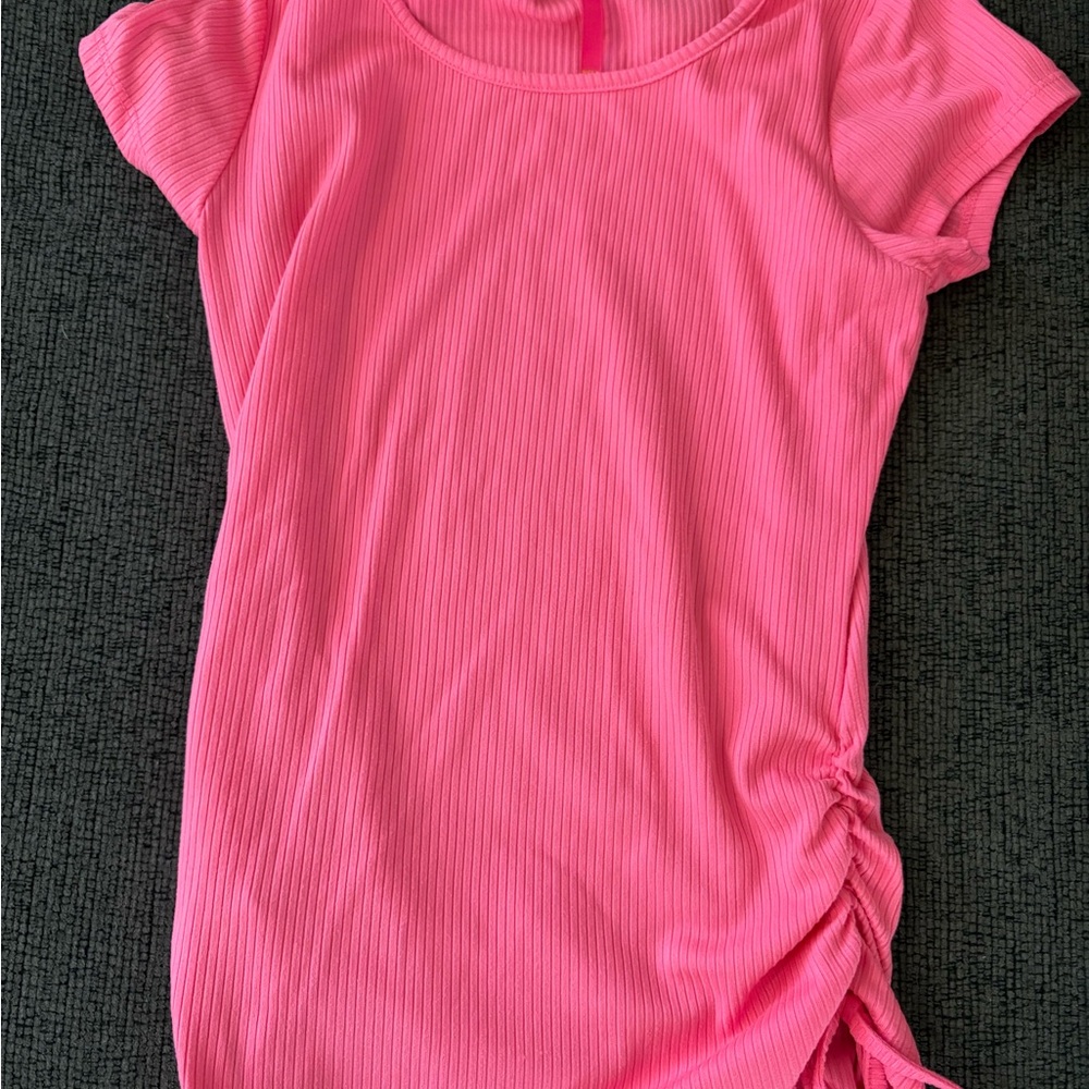 Women’s Pink Ruched Side Short-Sleeve Top
